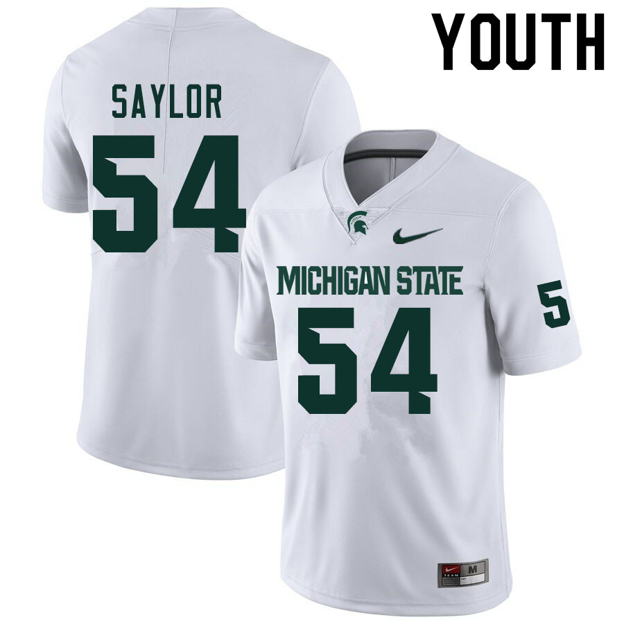 Youth #54 Jack Saylor Michigan State Spartans College Football Jerseys Sale-White